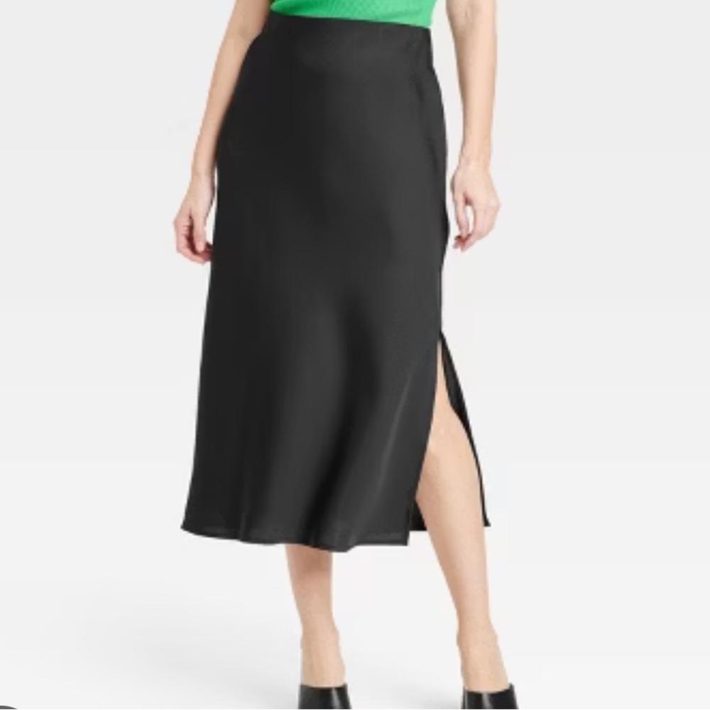 A new day satin slip skirt black